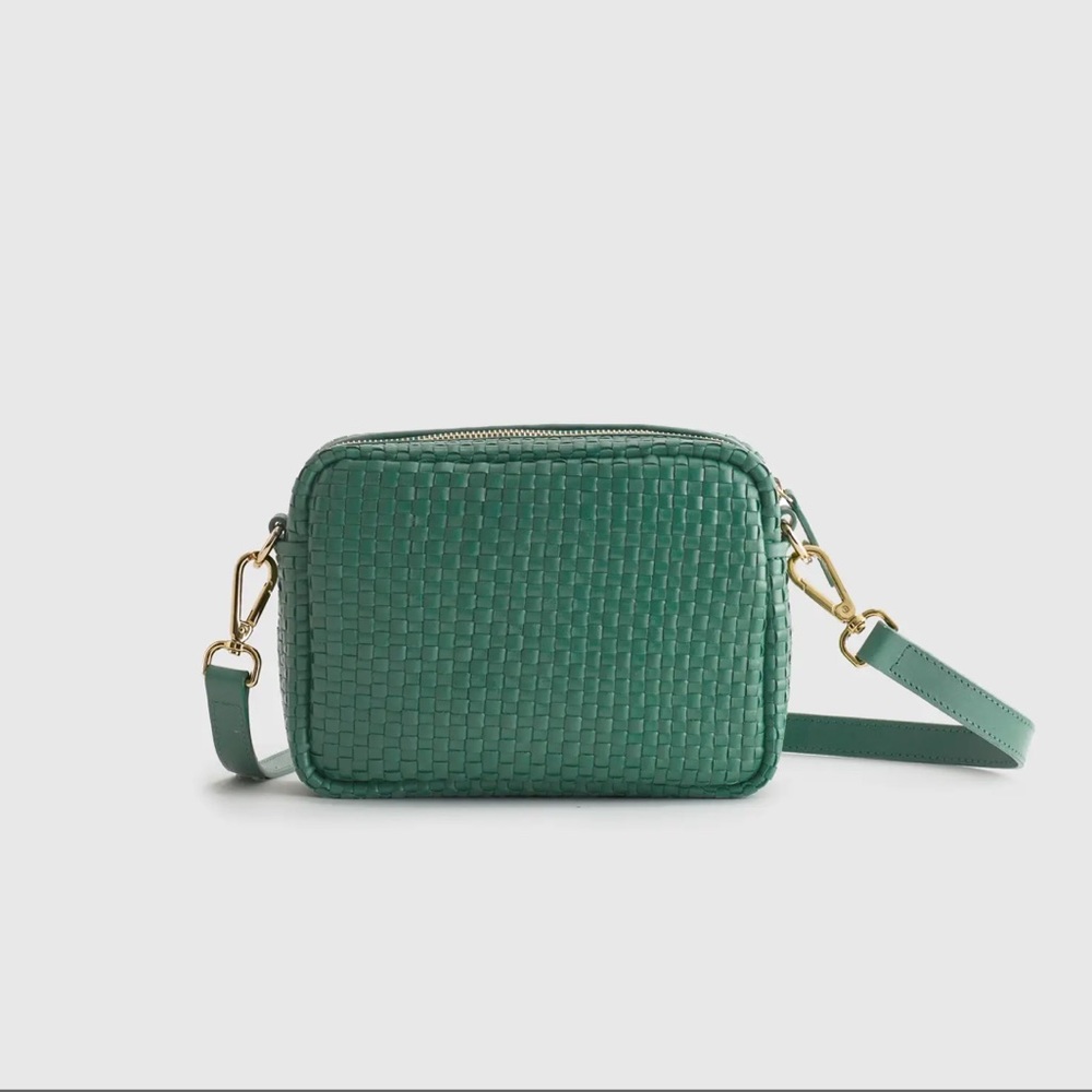 quince italian leather woven crossbody